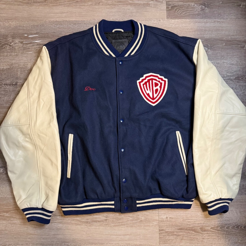 Vintage RARE Warner Bros Jacket Mens 3XL Varsity Leather Wool Doc Nashville 90s